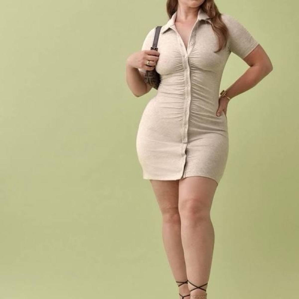 Reformation Lennon Ribbed Button Down Mini Dress